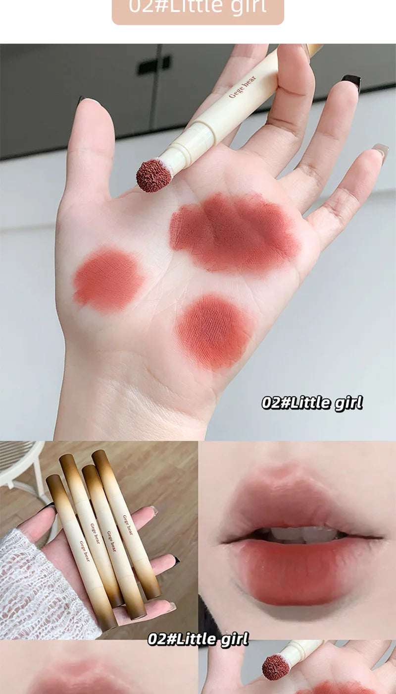 Gege Bear Velvet Matte Lip Powder Cream — Soft Velvet Finish, Natural-Looking and Skin-Tone Enhancing, Long-Lasting,