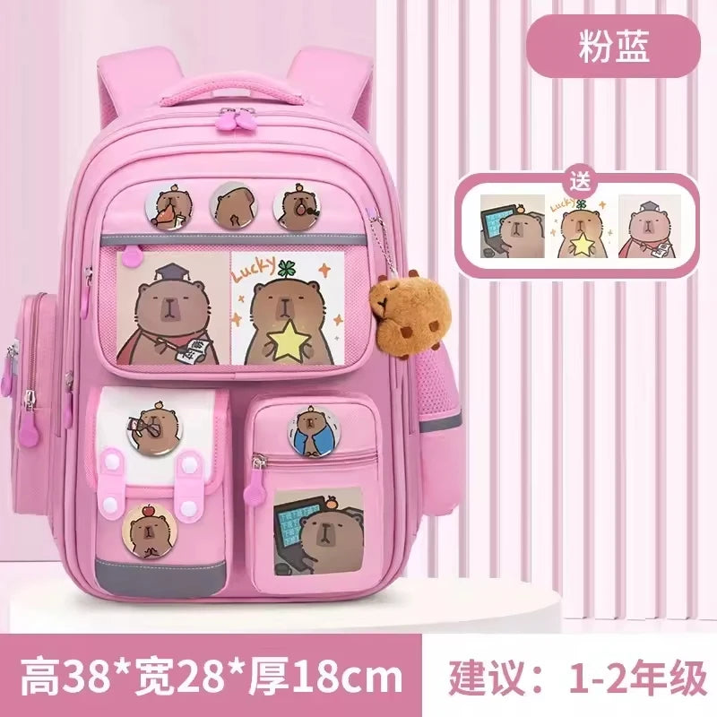 Capibara Student Schoolbag, Large-capacity Children Backpack.Girl Boy Kids Back To School Book Bags