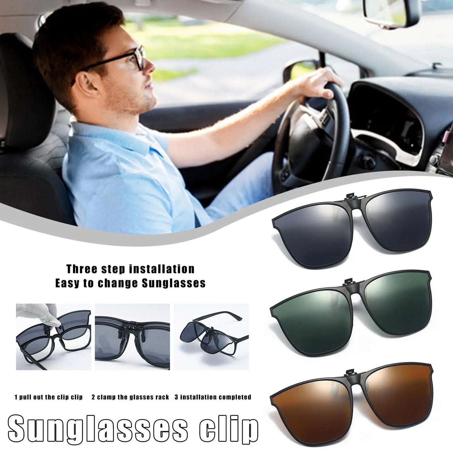Polarized Clip On Sunglasses Men Women UV400 Anti Glare Sun Glasses for Driving Fishing Vintage Square Flip Up Glasses Eyewear