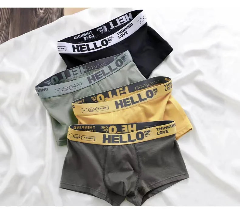 5-piece men's underwear, briefs, letters, breathable and comfortable set, multiple colors, L-4XL