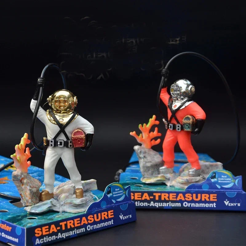 Aquarium Landscaping decoration  Fish Tank Waterscape Treasure Box Air drive Frogman Diver work with air pump accessories