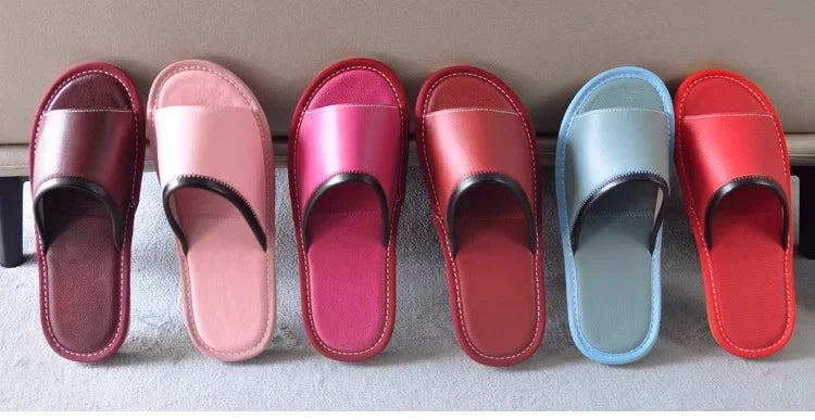 Genuine Leather Couple Summer Indoor Slippers Anti-Slip Women Household Slippers Men Casual Home Shoes