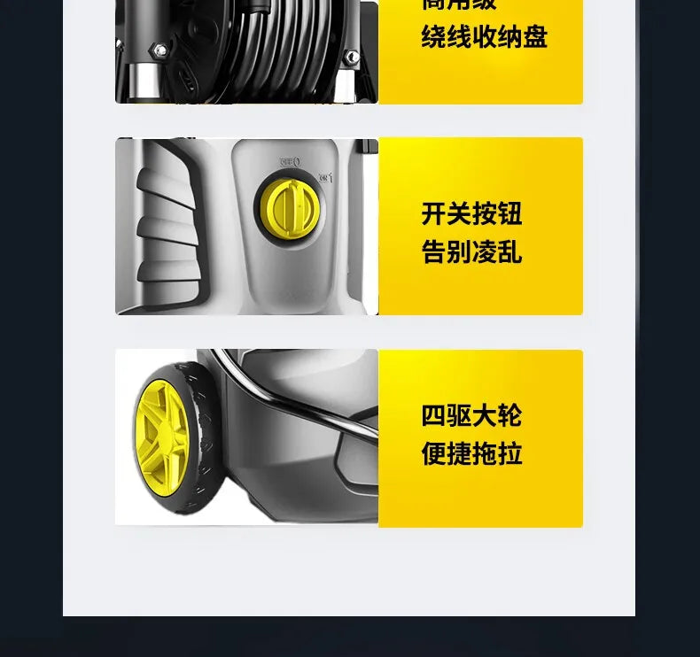 High Pressure Washer 130Bar 220V Home Use with Built in Reel Storage High Power 1800W for Cars & Floors Efficient Cleaning Power