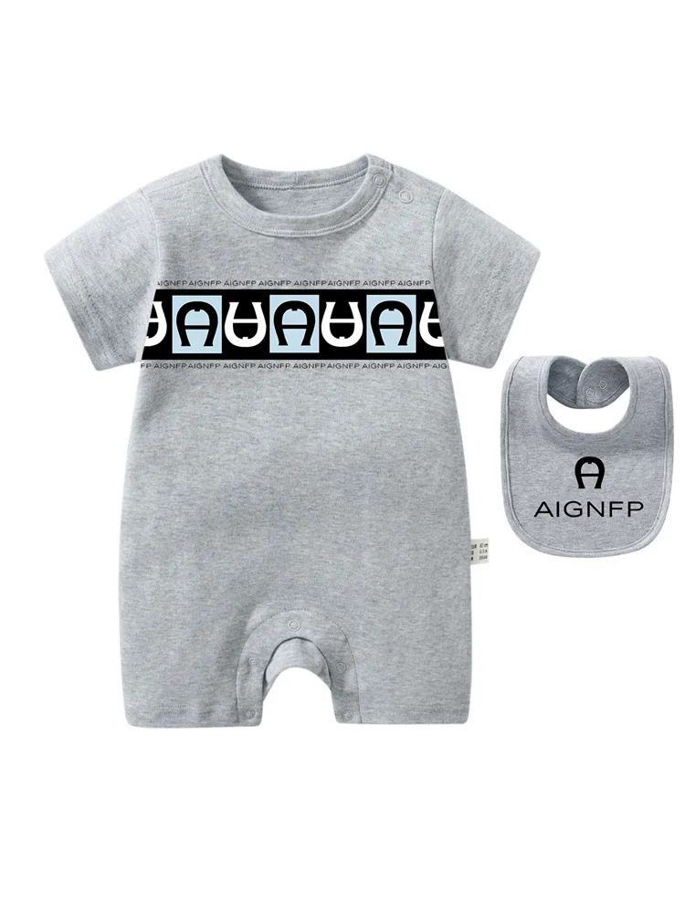 Trend Baby Clothes %100 Cotton Newborns Jumpsuit 2025 Hot Sale New Toddler Boy Rompers Soft Bib scarf Burp cloth Infant 2Pcs Set