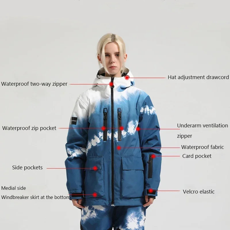 Winter New Skiing Jackets Thickened Warm Winter Clothes Outdoor Sport Waterproof Jackets Loose Couple Snow Coats Snowboard Tops