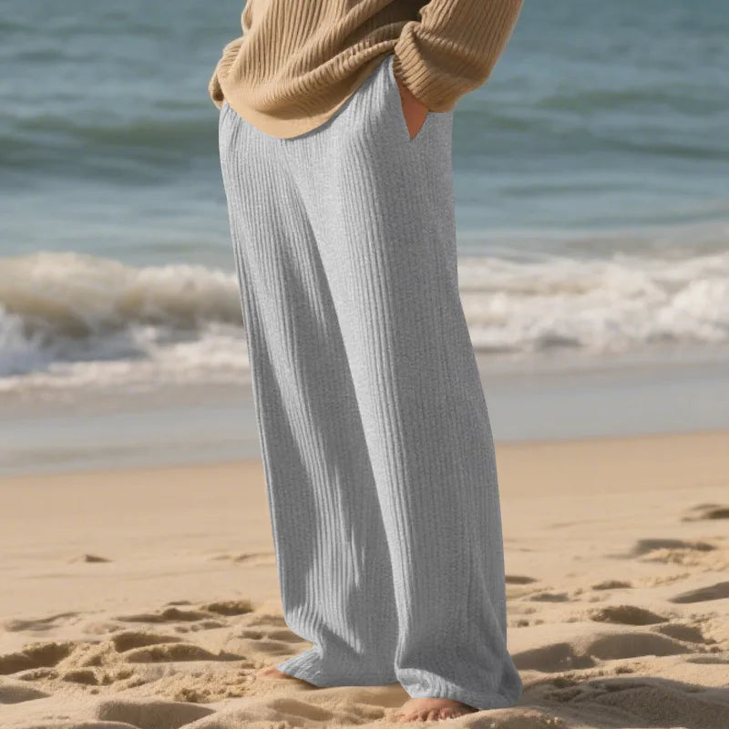 European and American Independent Station Men's Casual Trousers Loose Straight Pants Pit Strips Jacquard Wide Leg Pants