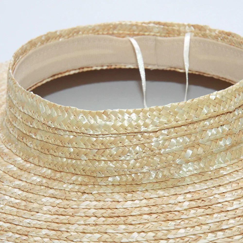Summer Empty Top Round Sun Hats for Women Elegant Wide Large Brim Beach Straw Hat Casual Panama Caps Uv Protection Cap Sombrero