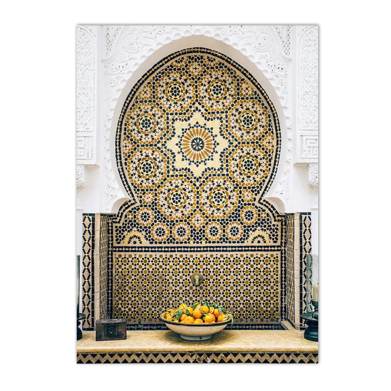 Islamic Morocco Astaka Canvas Painting Mosque No God Except Allah Calligraphy Poster And Print Boho Pictures Living Room Decor