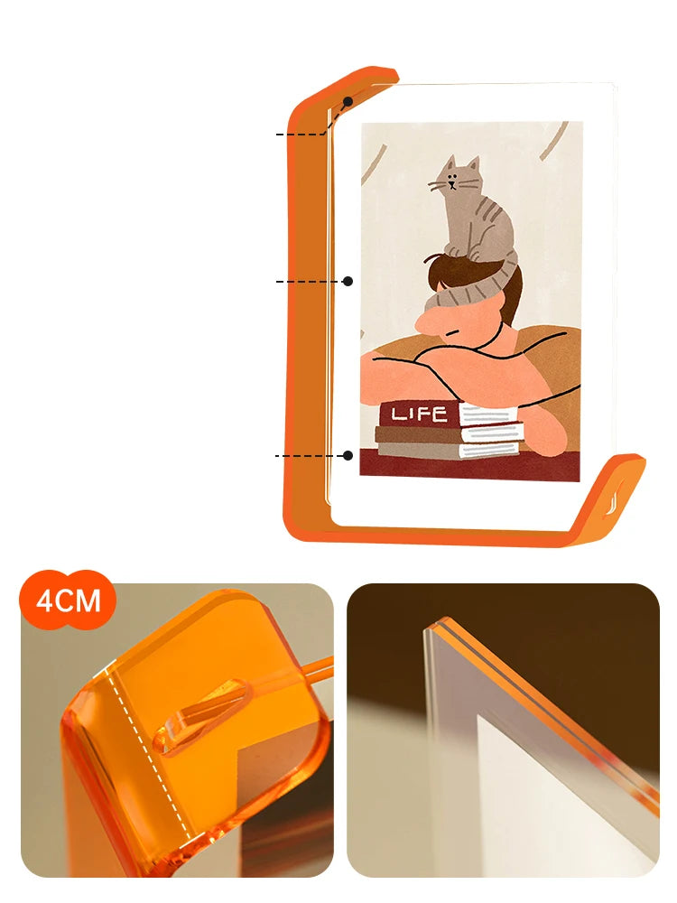 Acrylic Picture Frames Clear Picture Frames Acrylic  Frameless Transparent Cubes Floating Gift for Home Office Desktop Display