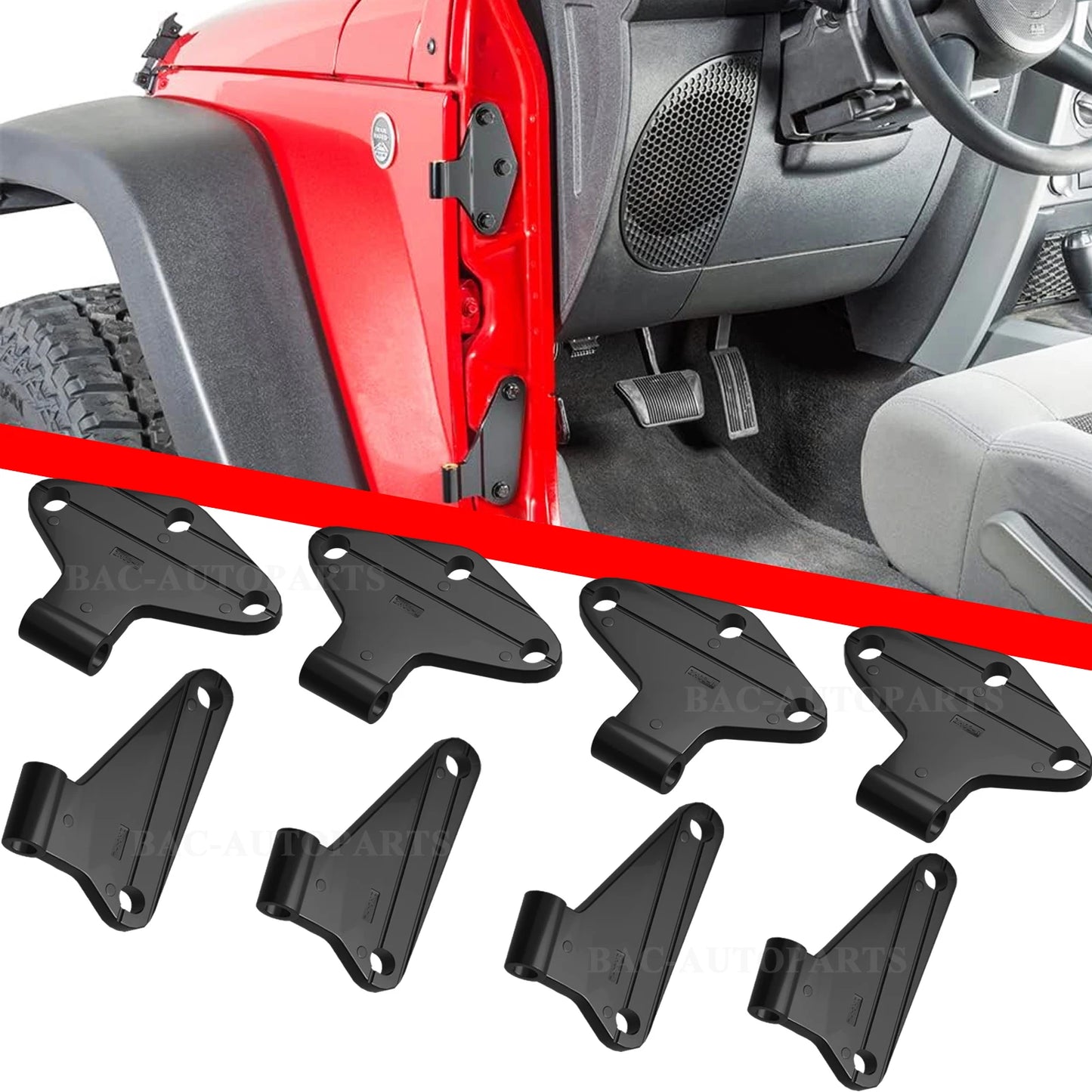 Car Interior Door Hinge Kit Bolt Parts Accessories Fit For Jeep Wrangler JK 2007-2018 4-Door Front Rear Side Hinges Replacement