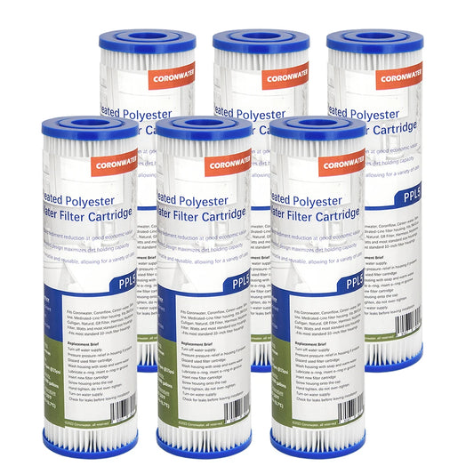 Coronwater 10" X 2.5" Pleated Sediment Water Filter Cartridge 6 Pack for Home Water Purification System