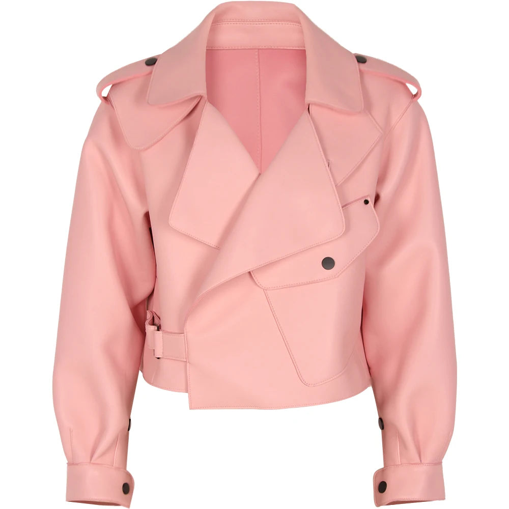 YOLOAgain Oversized Real Leather Jacket Women Sheepskin Coat