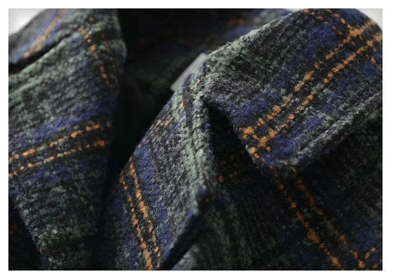 Plaid Suit Woolen Coat Women Autumn Winter New Korean Fashion Loose Woolen Coat Mid-Length Wool Blazer Overcoat Woman Jacket