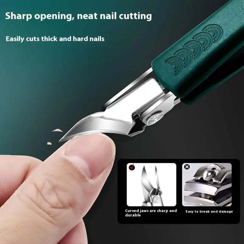Nail Clipper Pointed Super Slanted Clippers Anti-splash Thick Toenail Pliers Scissors Care Tools