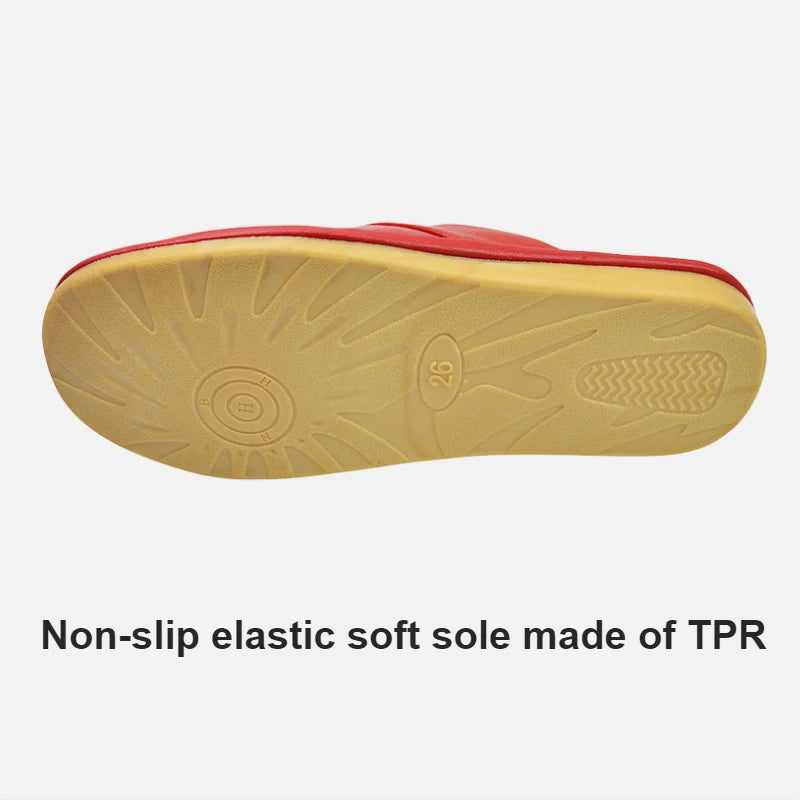 Soft Sheepskin cow Leather Slippers Homes in indoor slipper Spring Autumn men women elderly non-slip casual single shoes summer