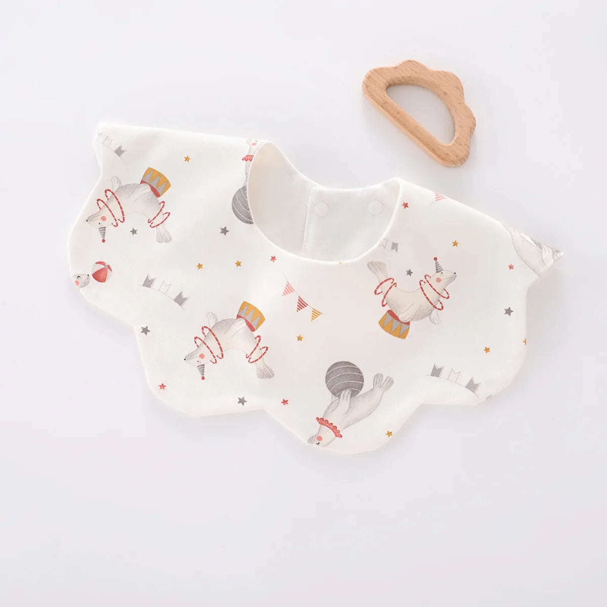 Baby Bib - 100% Cotton Waterproof Drool Cloth Newborn 360-Degree Extra-Large Absorbent Bib Feeding Bib