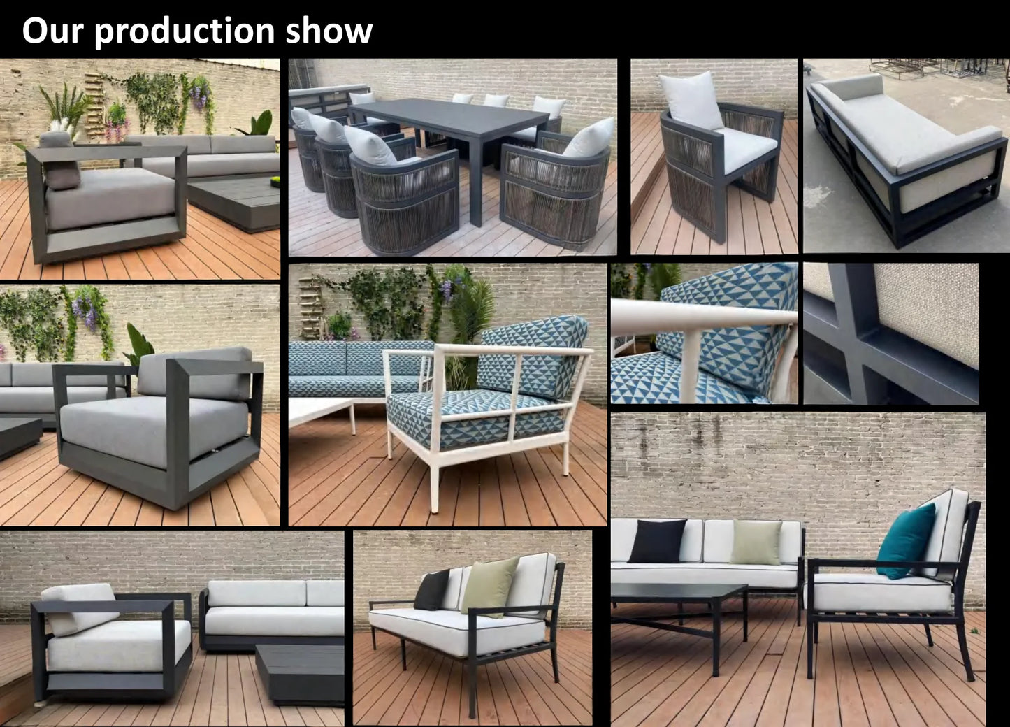 Patio Aluminum Furniture Comfortable Thick Upholstered Cushions Quick Dry StyleSofa Set for Garden Living Room Courtyard