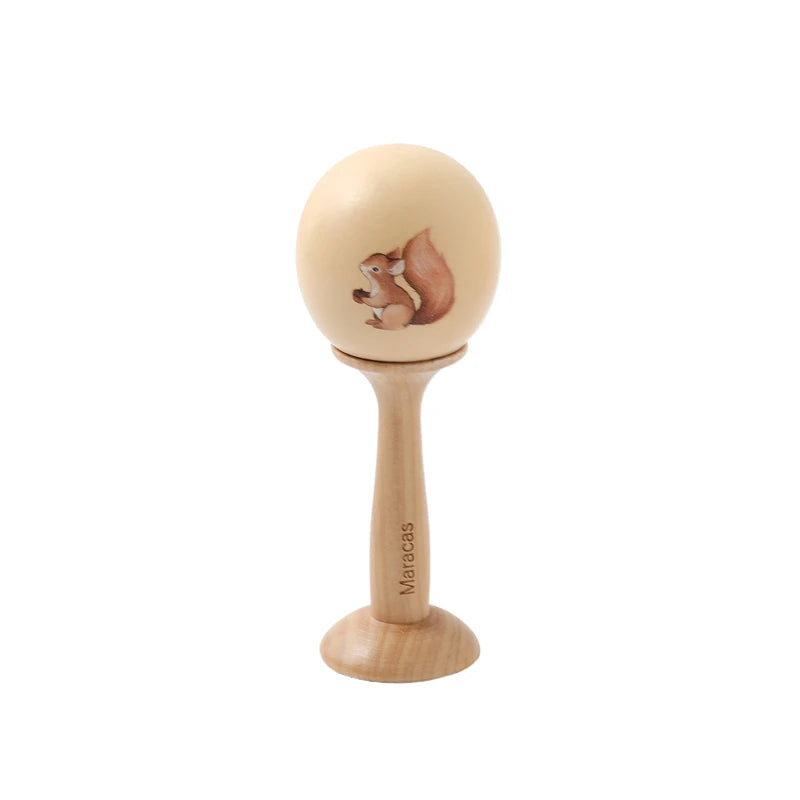 Baby 1-3 Year Montessori Musical Instruments Wooden Musical  Interactive Game Newborn Cartoon Squirrel Pattern Educational Gifts