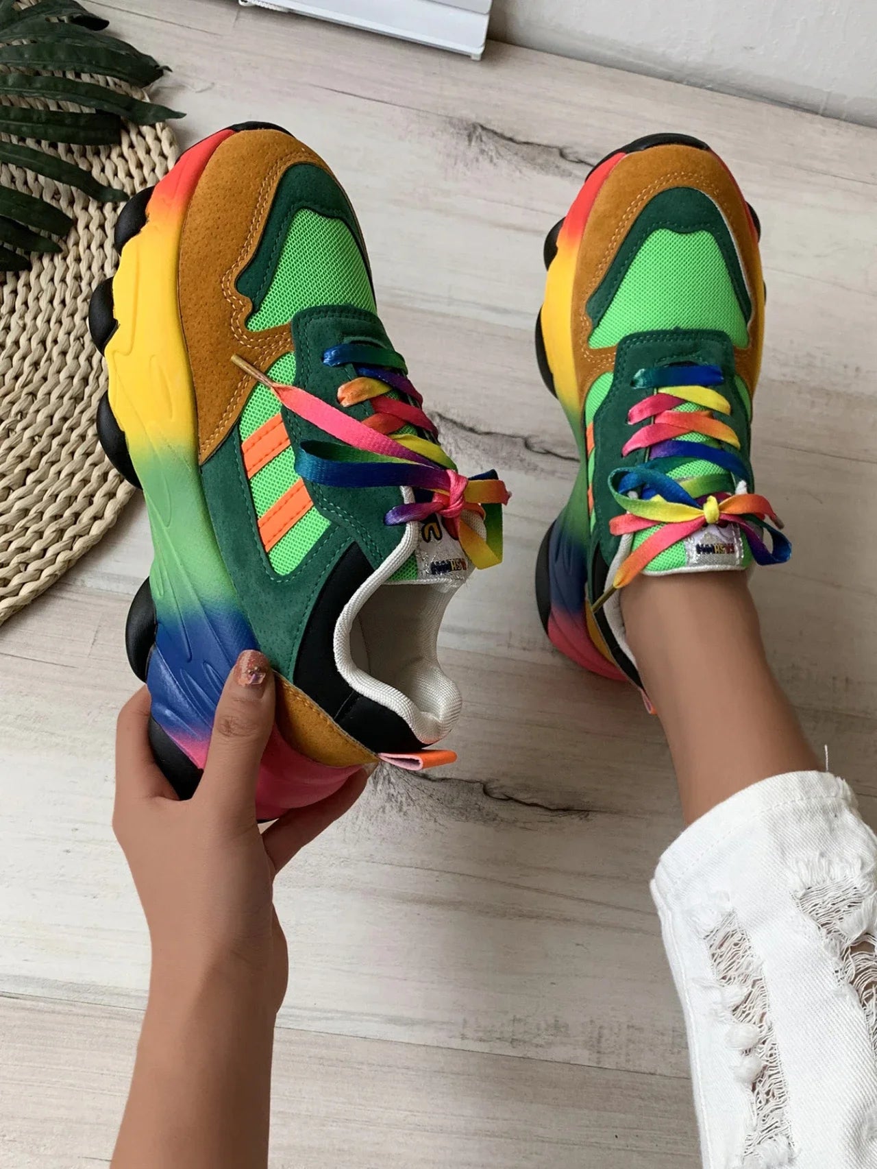 Women's Sneakers New Running Footwear Spring Autumn Outdoor Sports Shoes Multicolor Leisure Comfortable Frenulum Casual Tennis