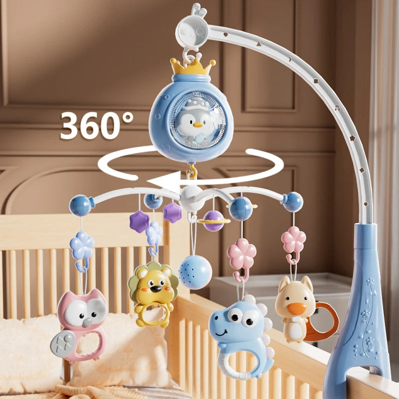 Baby Crib Bell Toys Musical Baby Crib Mobile with Lights Projection for 0-12Months Infants Crib Toys Bed Bell Toy Newborn Gifts
