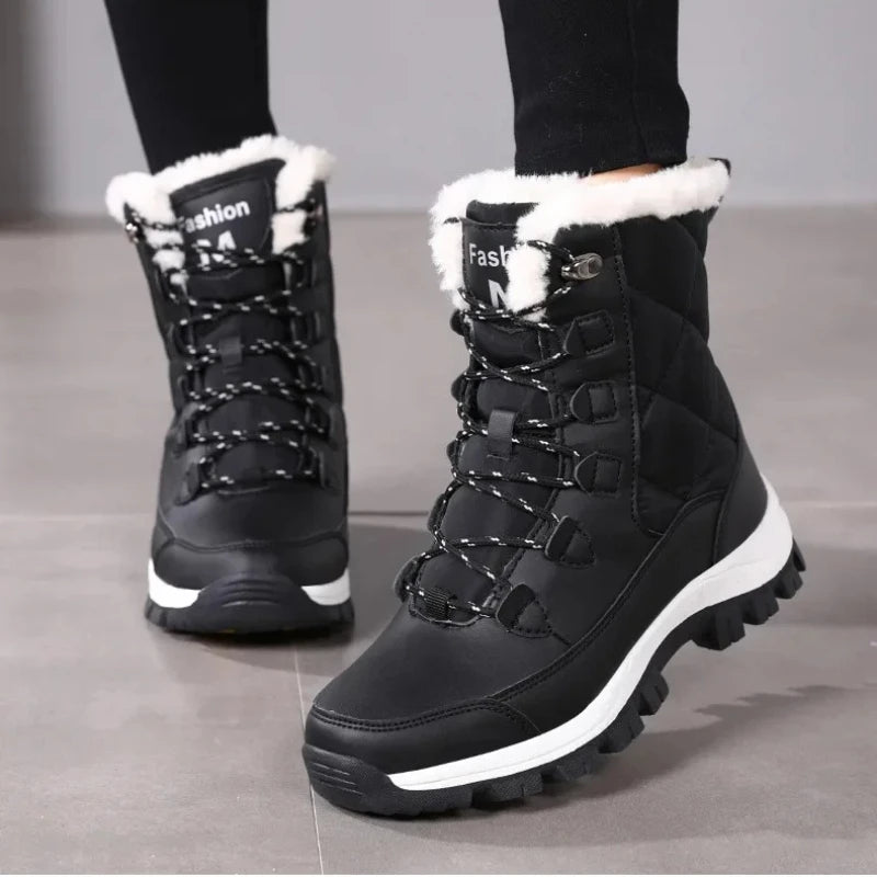 Snow Boots for Women Comfortable Keep Warm Boots Waterproof Platform Shoes Casual Plush Flat Shoes Fashion Winter Women Sneakers