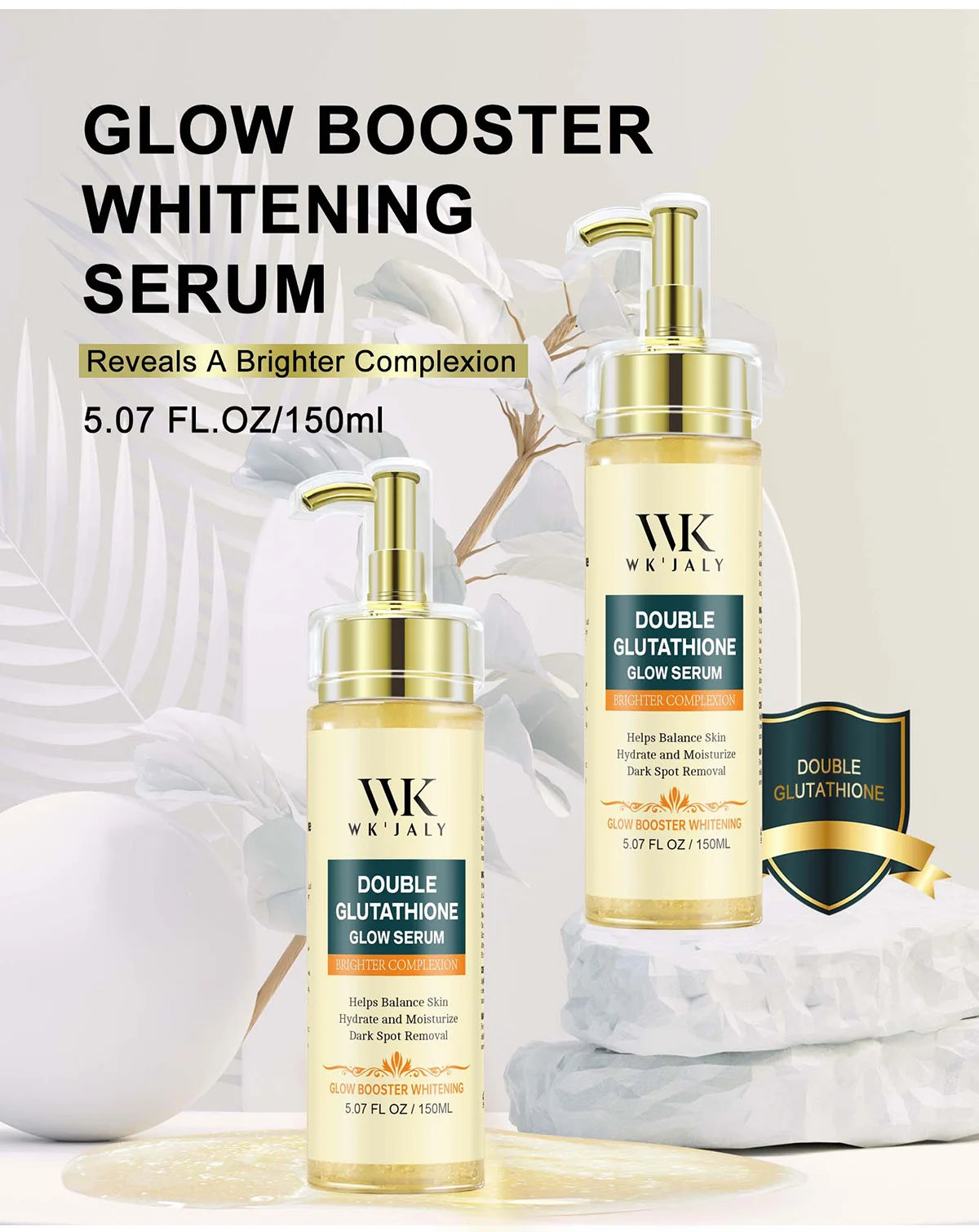 WK JALY Whitening Skin Care Set, Moisturize With Collagen, Glutathione, Natural Turmeric, Remove Acne, Dark Spot, Even Skin Tone