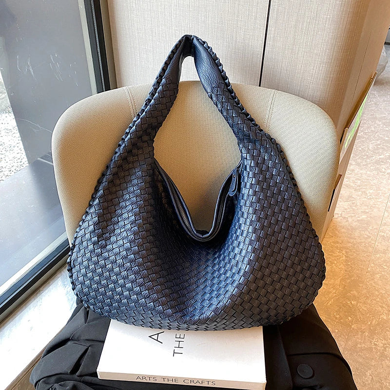 Woven Tote Bag for Women Large Woven Handbag Soft Leather Shoulder Bags Work Shopper Travel Tote Bags Luxury brand Lady Satchel