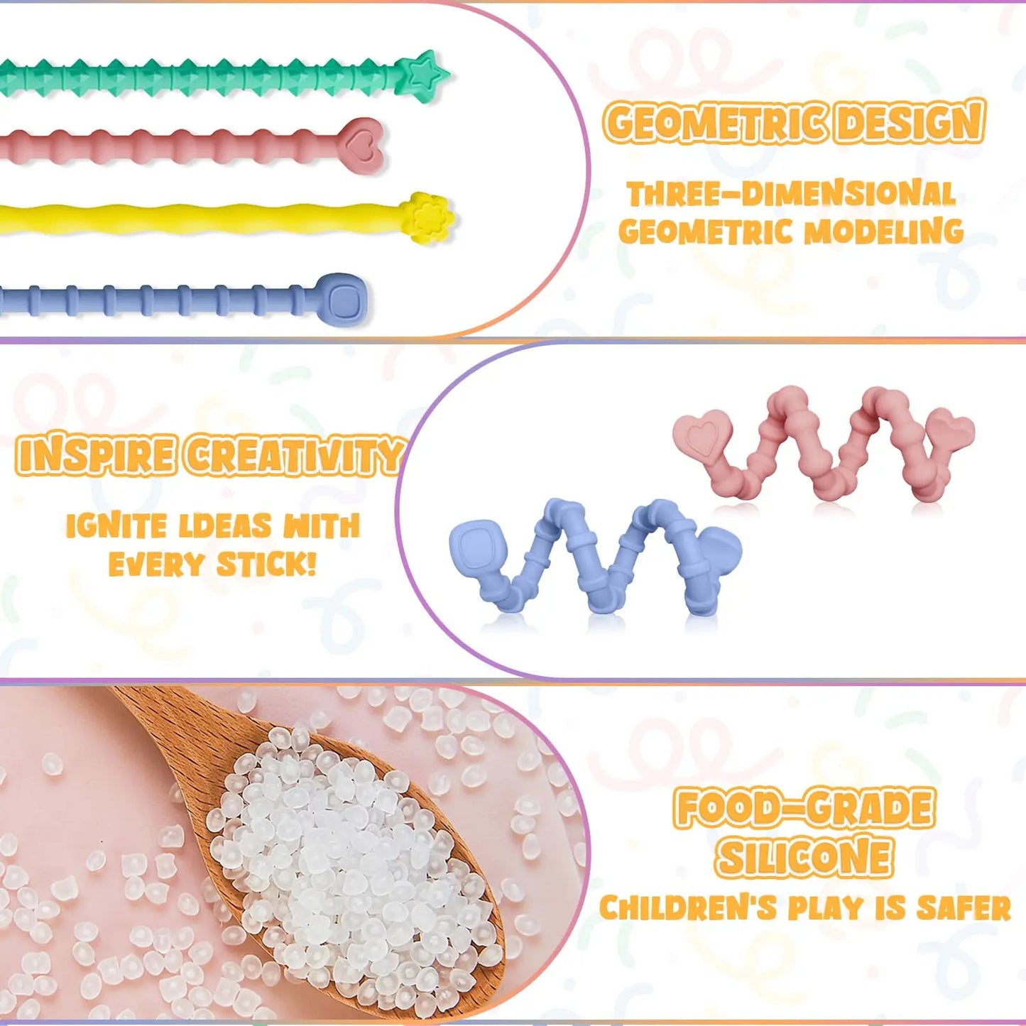 Fidgeting Sensory Sticks Toys, Anti Stress Relief Anxiety Silicone Textured Calming Sensory Toy For Autism ADHD Kids Antistress