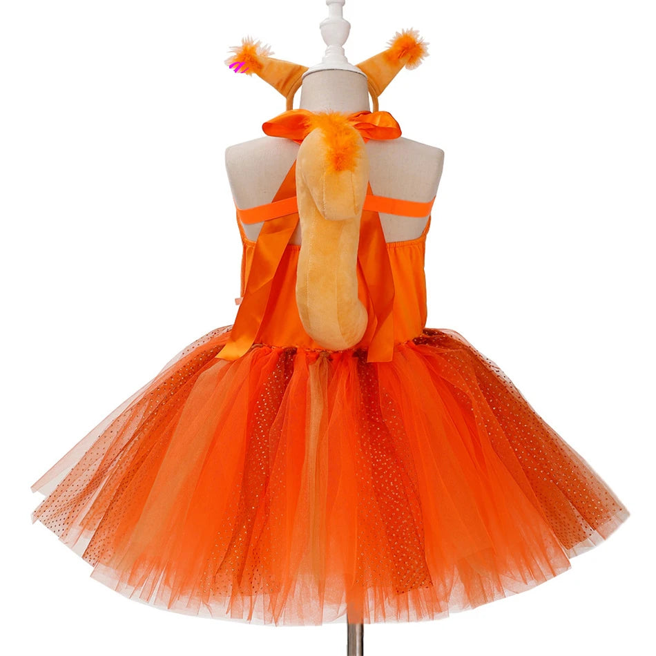 Girl Cartoon Raccoon Sloth Koala Piggy Rabbit Tutu Sling Dress Children Cosplay Festival Performance Dance Costume Headband Sets