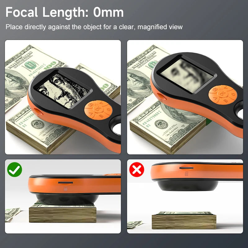 Digital Magnifier HD1080P Portable Handheld Microscope 2.0’’ IPS Screen 8 LEDs With Magnifying Glass for Electronics PCB Repair