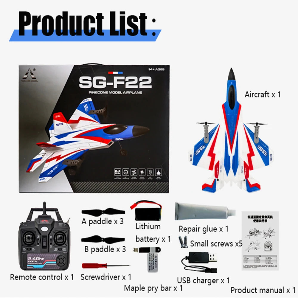 RC Plane F22 Stunts Plane 2.4G Radio Control Glider Remote Control 3D Plane Glider Airplane EPP Foam Boys Toys for Children