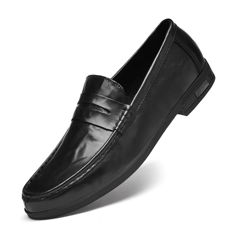 High Quality Brand Men's Genuine Leather Casual Shoes Classic Brown Men's Business Formal Shoes Soft Soled Comfortable Loafers