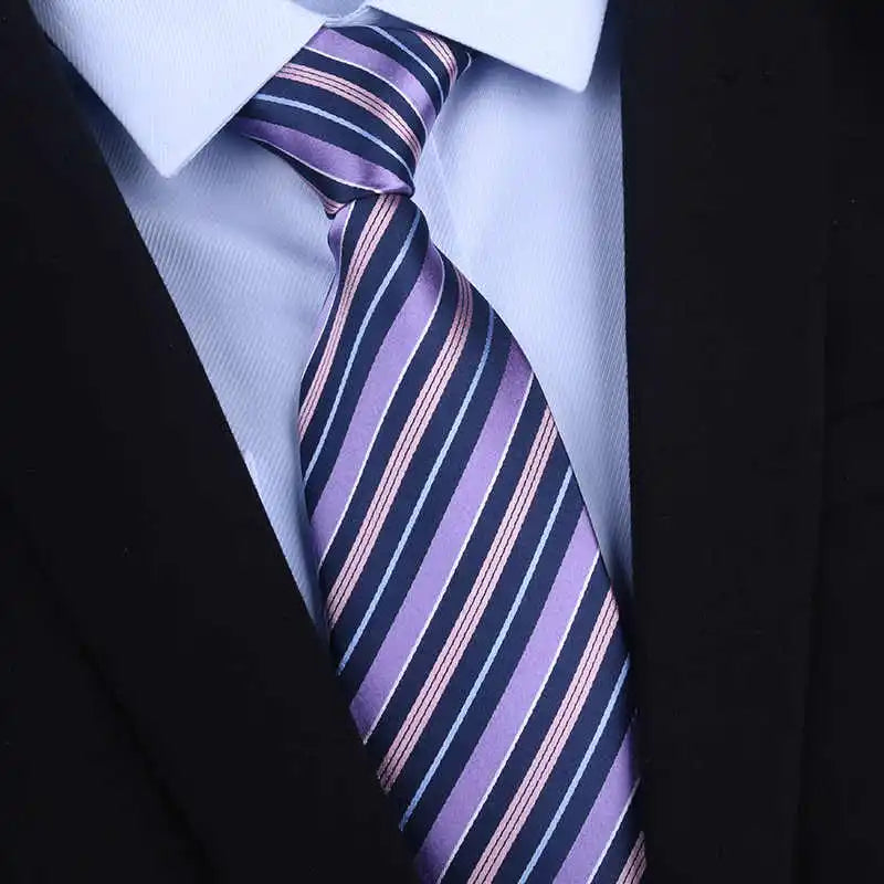 High Quality 100% Real Silk Tie For Men's Business Banquet Formal Shirt Accessories With Fashionable Striped Pattern 8CM Necktie
