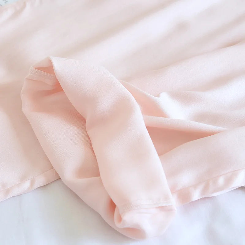 Thin Solid Color Summer Sleep Bottoms Ice Silk Satin Couple Sleeping Pants Loose Mosquito Proof Pants for Women and Men