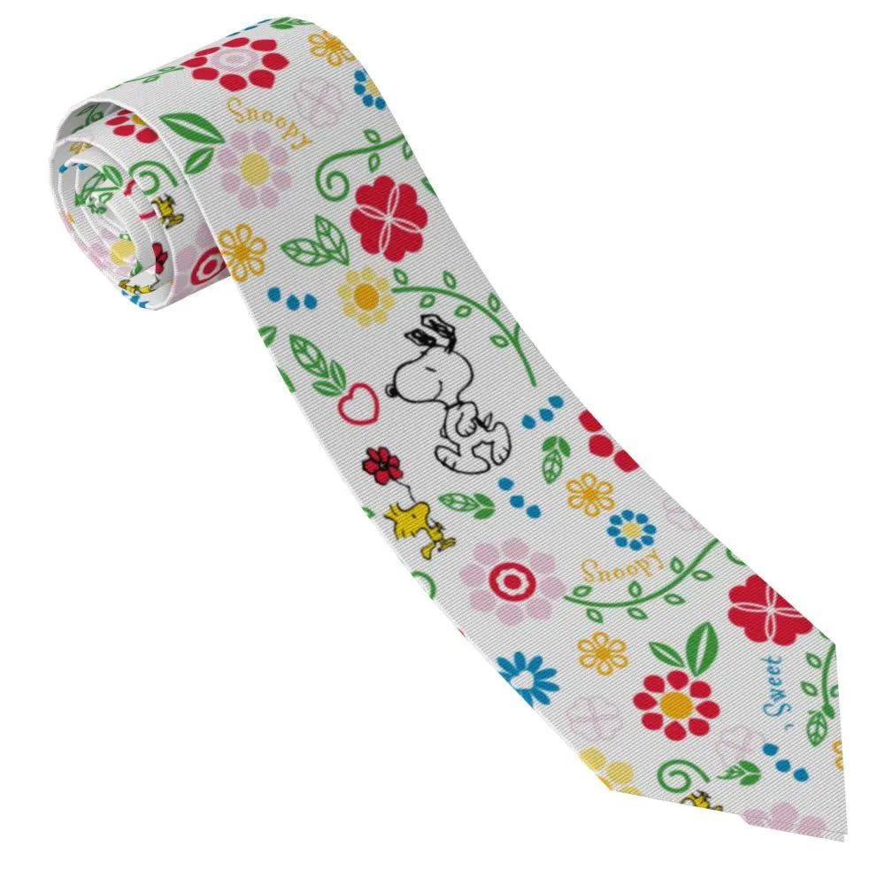 Snoopys & Woodstock Smile Giggle Laugh Neckties Silk 8 cm Neck Tie for Mens Shirt Accessories Cravat Wedding Accessories Office