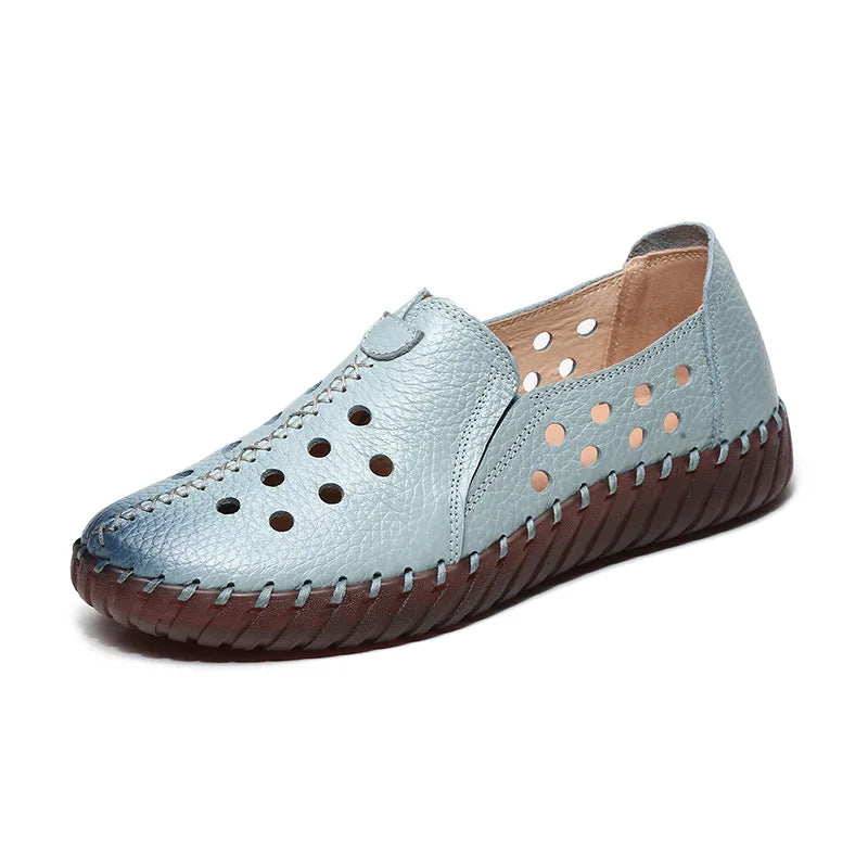 Autumn Wide Width Women Shoes Genuine Leather Ballet Flats Women's White Loafers Driving Moccasins Ladies Shoes For Foot Bones