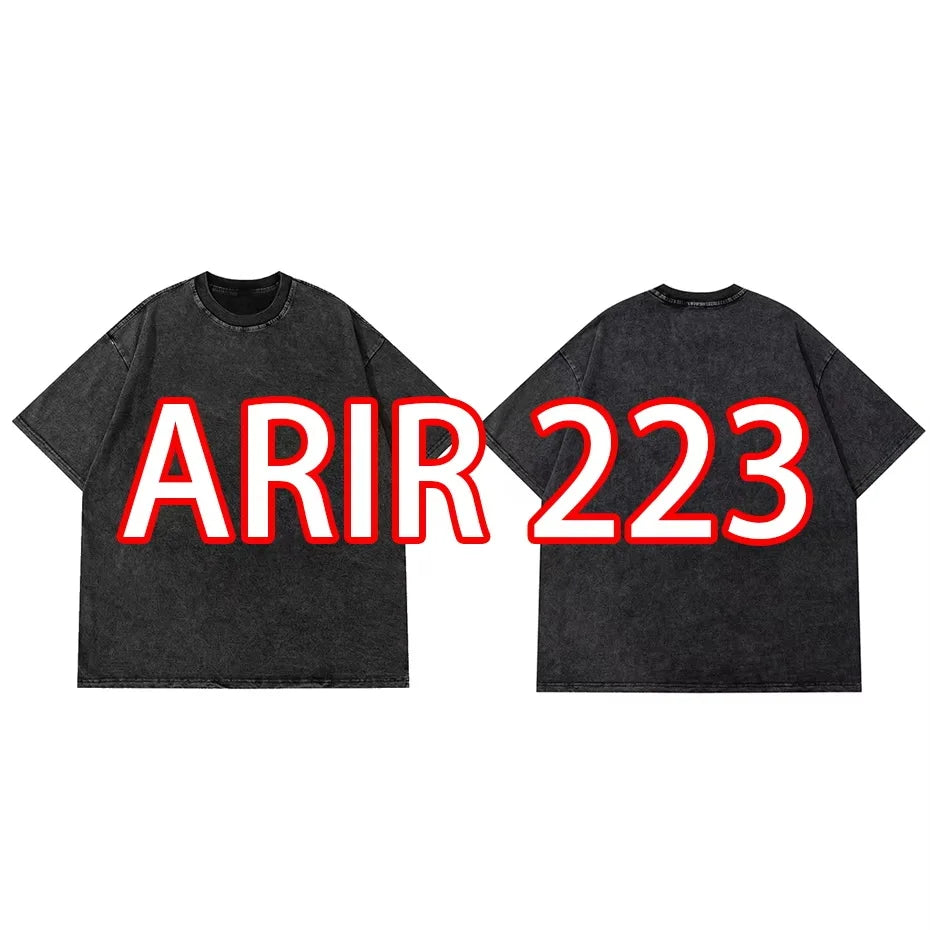 Anime Pain Printed T Shirt Men Retro Washed 100% Cotton Tops Tees Harajuku Tshirt Streetwear Hip Hop Male T-shirts 765