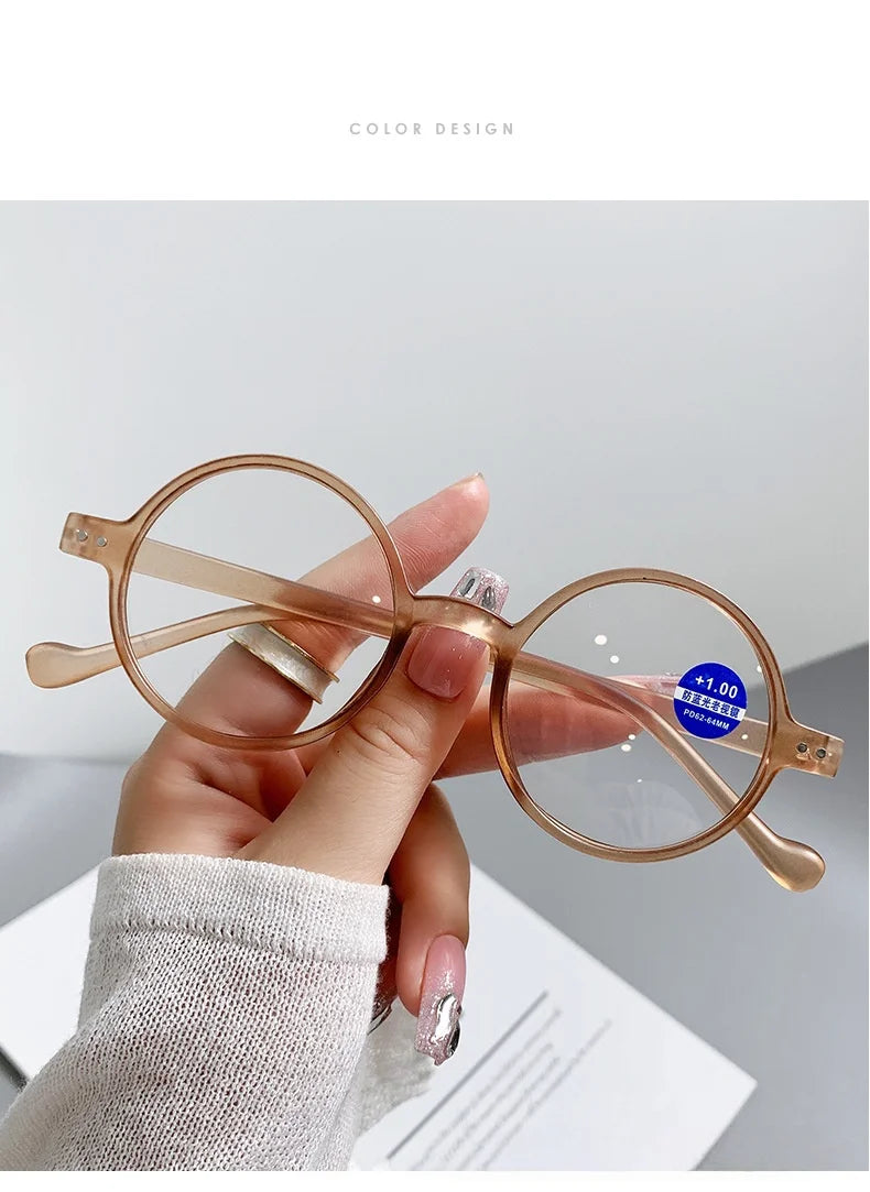 Trendy Round Small-Frame Reading Glasses for Men and Women, Middle-Aged and Elderly People, for Reading Books and Newspapers