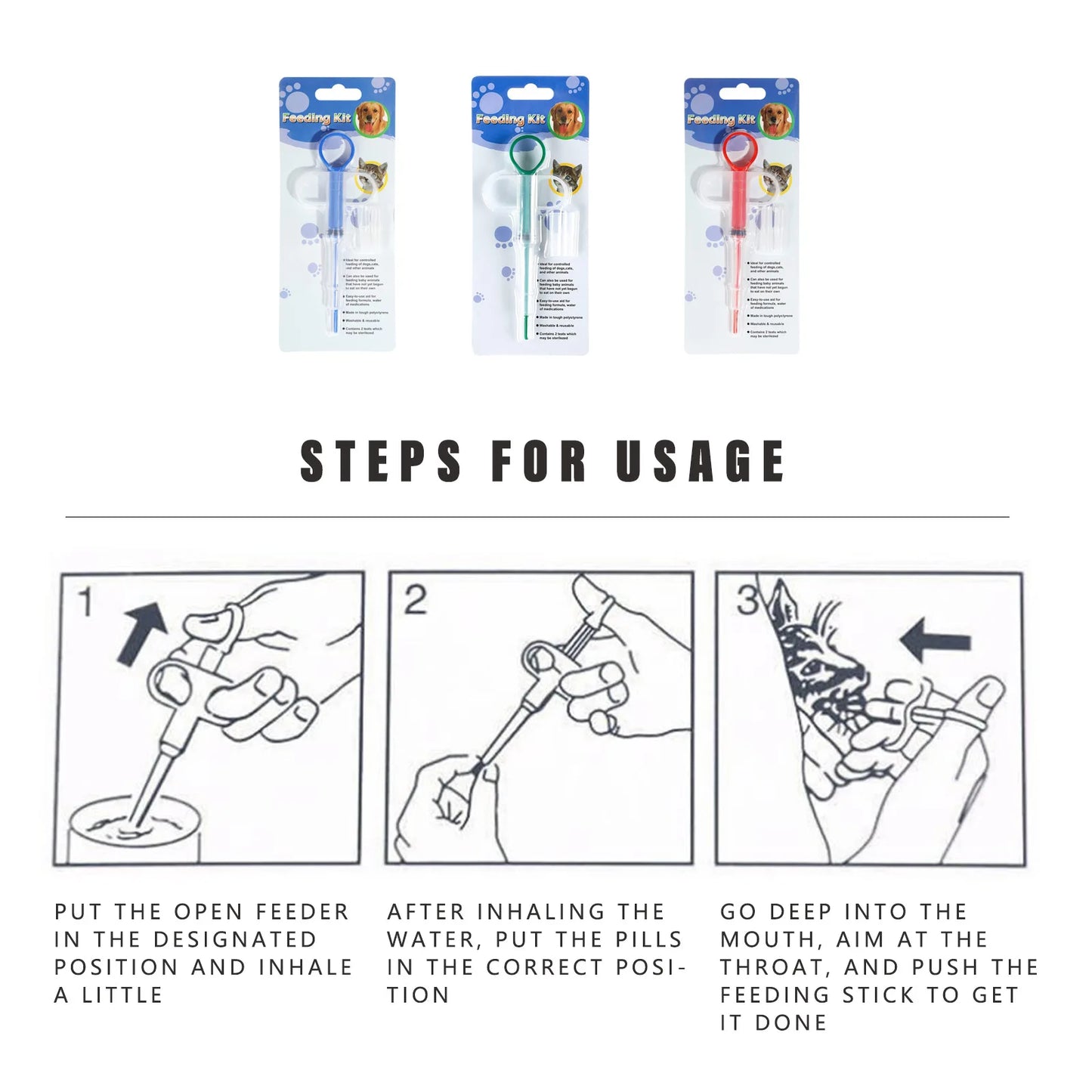 Pet feeder, deworming products can be filled with tablets, universal pet syringe for cats and dogs, press type