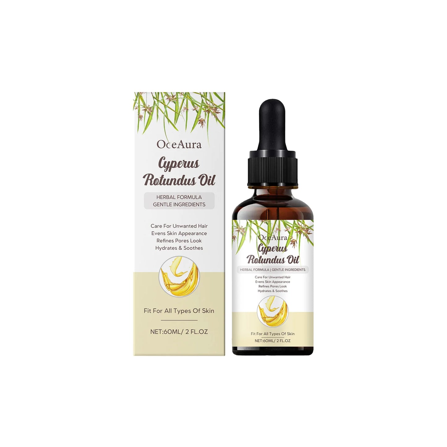 Natural Cyperus Rotundus Oil 60ml for Hair Removal Moisturizing Soothing Skin Reducing Body Hair Growth Painless After Shave Oil