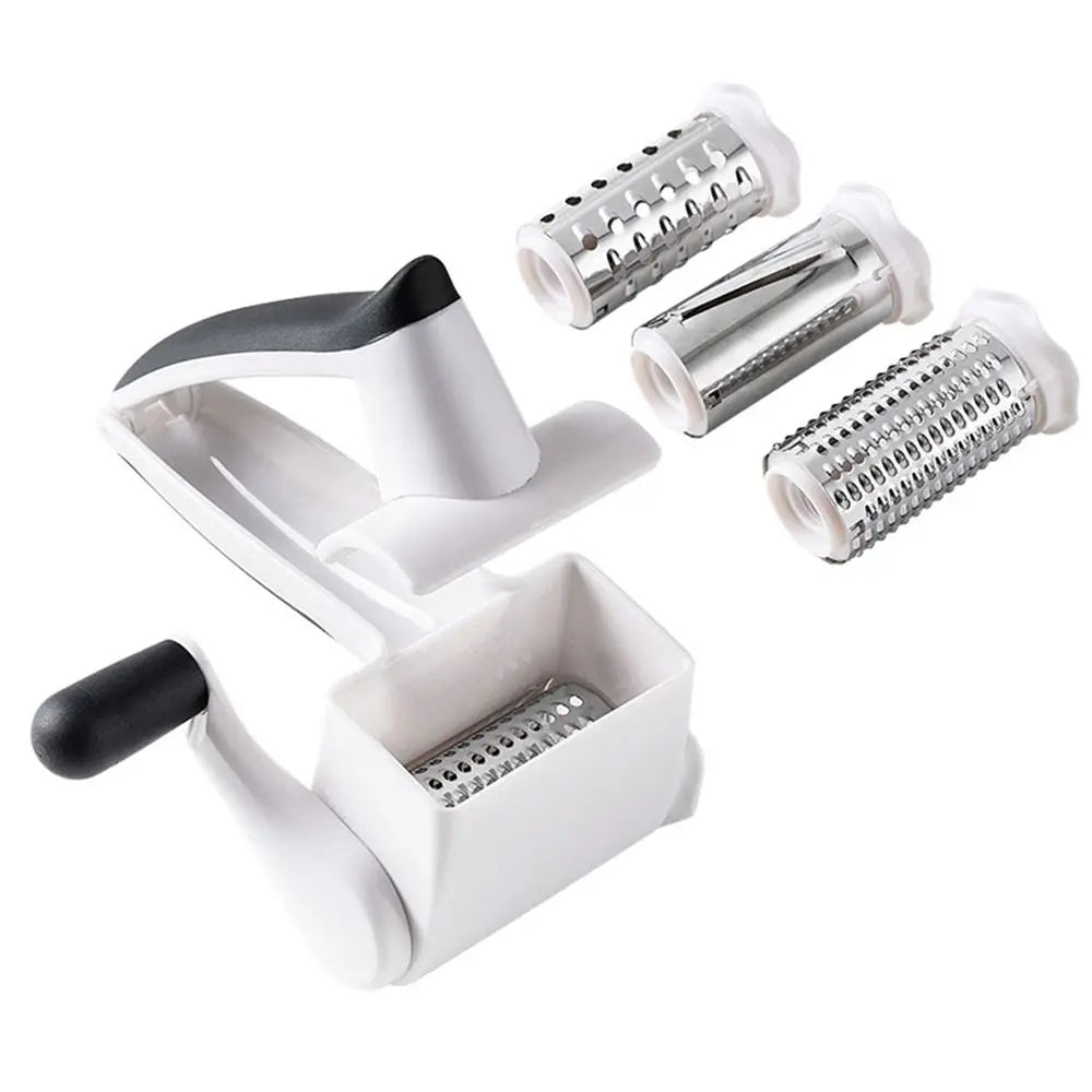 3-in-1 Hand-Cranked Cheese Grater Hand Crank Rotary Parmesan Cheese Shredder Stainless Steel Drum Handheld Chocolate Grater