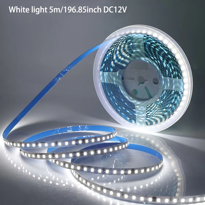 12V 24V 5m LED Strip Light 2835 120/180/240 LEDs Flexible Tape Bright 8mm PCB  Home Decoration
