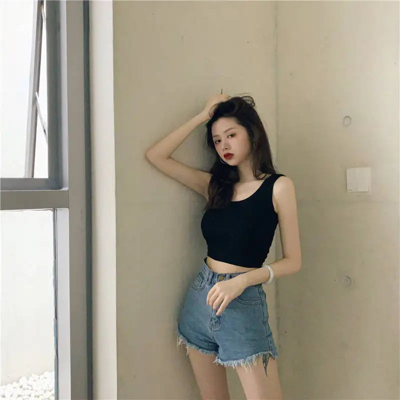 Summer Crop Sexy Tops Women 2022 Women Y2k Aesthetic Clothes Sleeveless Short Vests White Black Grey Korean Harajuku Tank Top