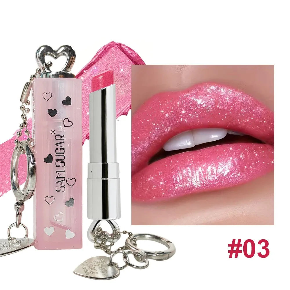 Pearl Love Pendant Sparkling Velvet Lipstick Metal Waterproof Long lasting Matte Diamond Lipgloss Women's Cosmetics