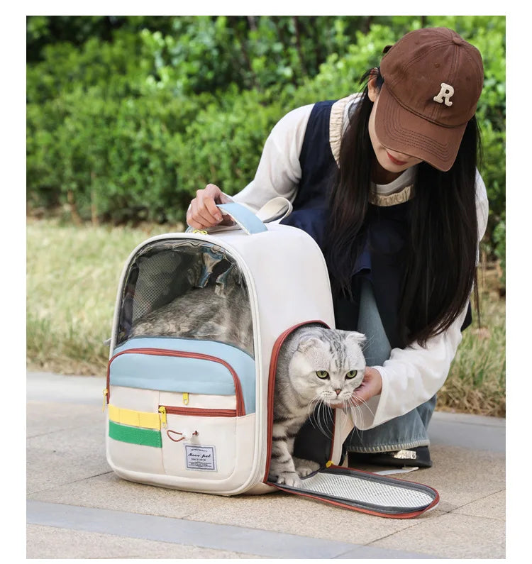 Portable Outdoor Pet Cats Dogs Backpack Carying Bag Comfortable Breathable Large Capacity Shoulder Handbag for Pet Products
