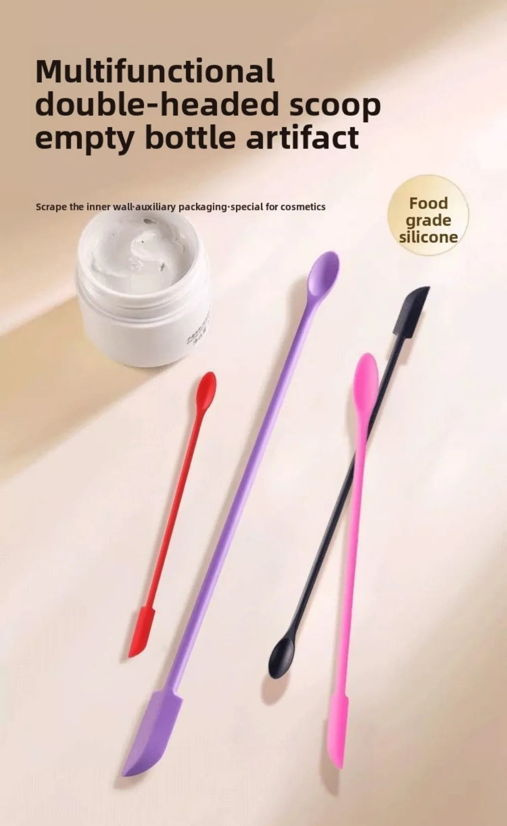 3pcs Portable Mini Silicone Scraper Soft Lengthened Face Mask Brush Double-head Cosmetic Digging Spoon Makeup Brushes Set