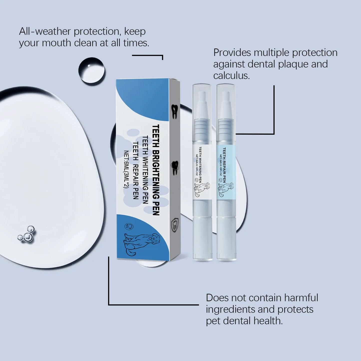 Pet Teeth Whitening Pen Set Pet Teeth Cleaning To Remove Tartar And Plaque 6ml