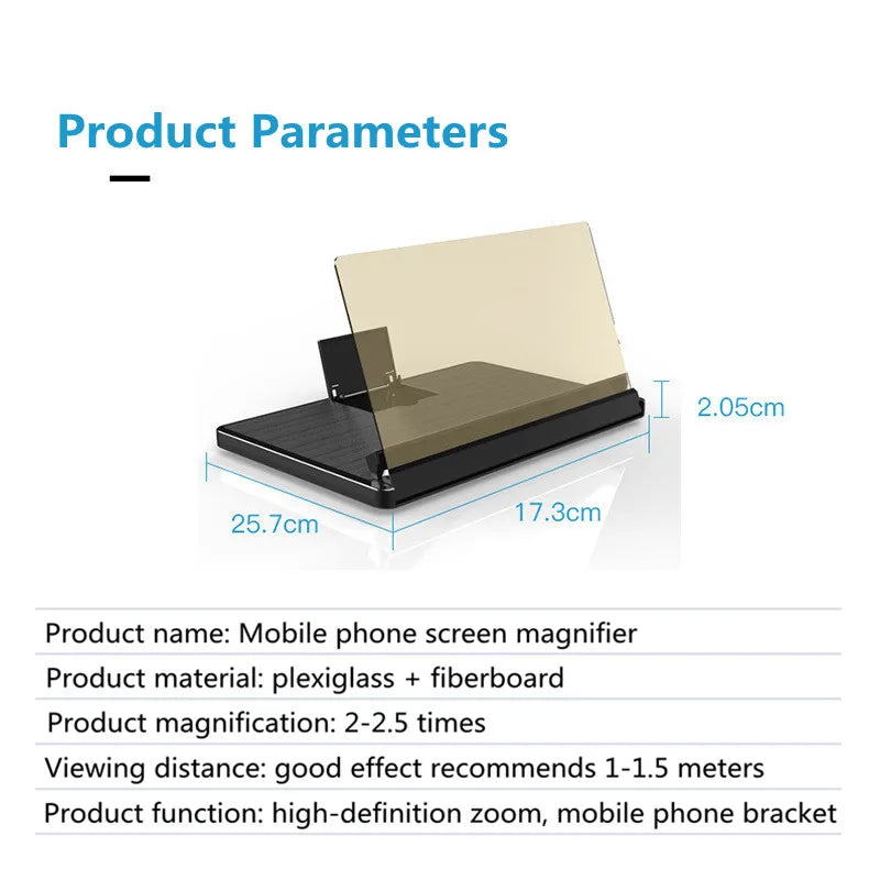 12 Inch Folding Mobile Phone Magnifying Glass HD Video Magnifying Glass 3D Mobile Phone Screen Magnifying Glass Desktop Bracket