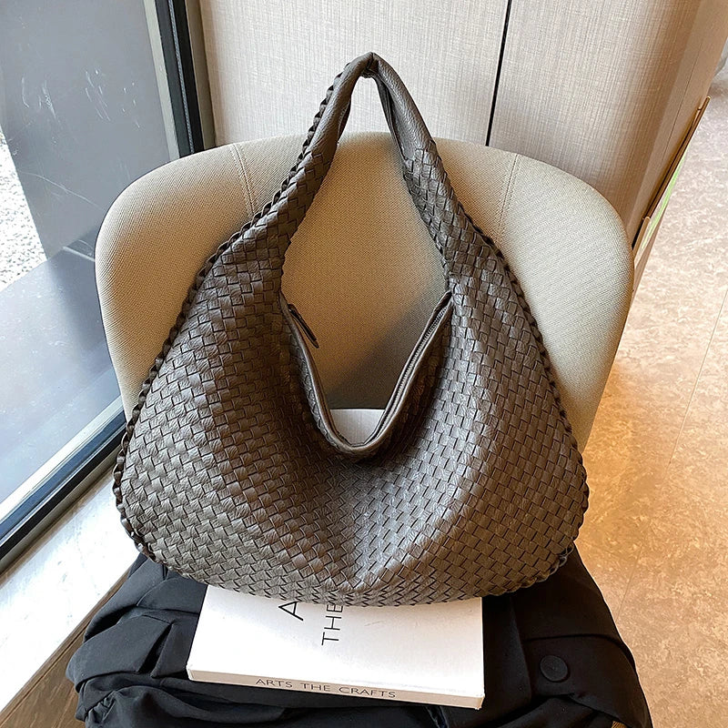 Woven Tote Bag for Women Large Woven Handbag Soft Leather Shoulder Bags Work Shopper Travel Tote Bags Luxury brand Lady Satchel