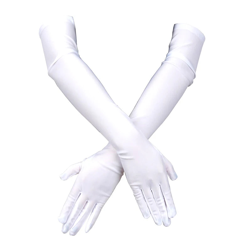 Women Long Gloves Finger Elbow Protection Opera Evening Party Prom Costume Adult Fashion Accessories Breathable Black Mittens